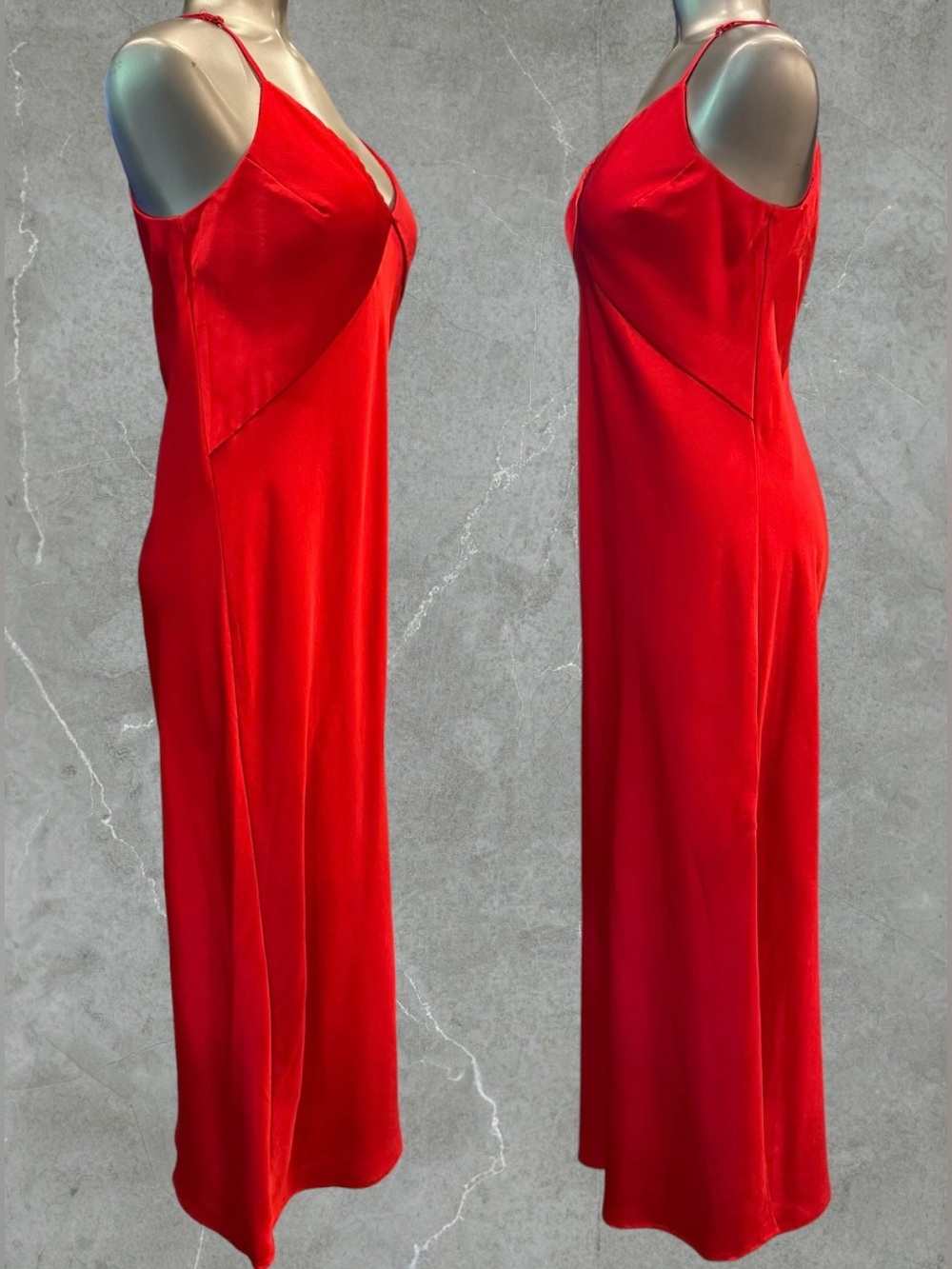 2 for $30 | Red Satin V-Neck Maxi Slip Dress - Picture 2 of 13
